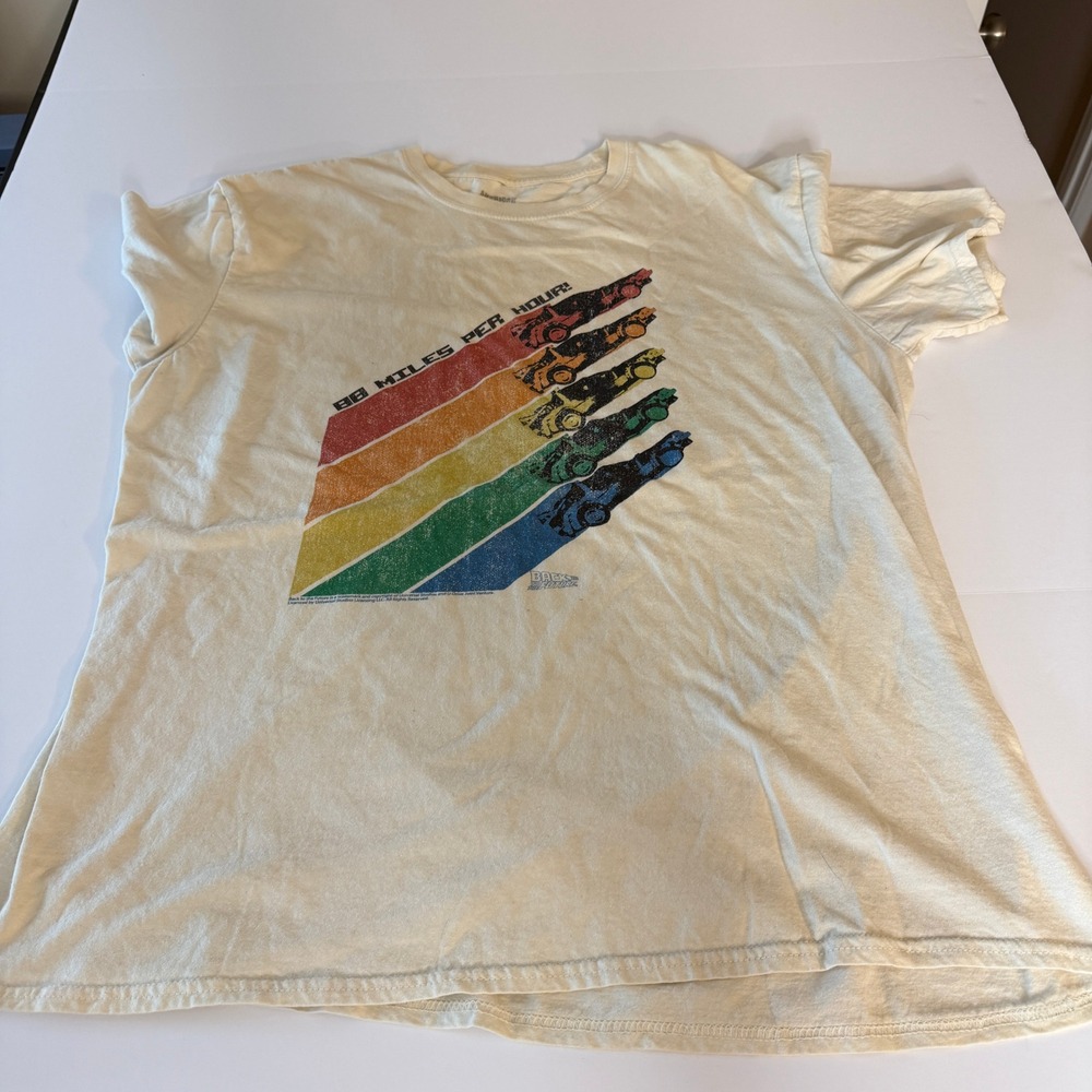 American Classics Back to the Future 88 MPH DeLorean Rainbow Graphic T-Shirt XL